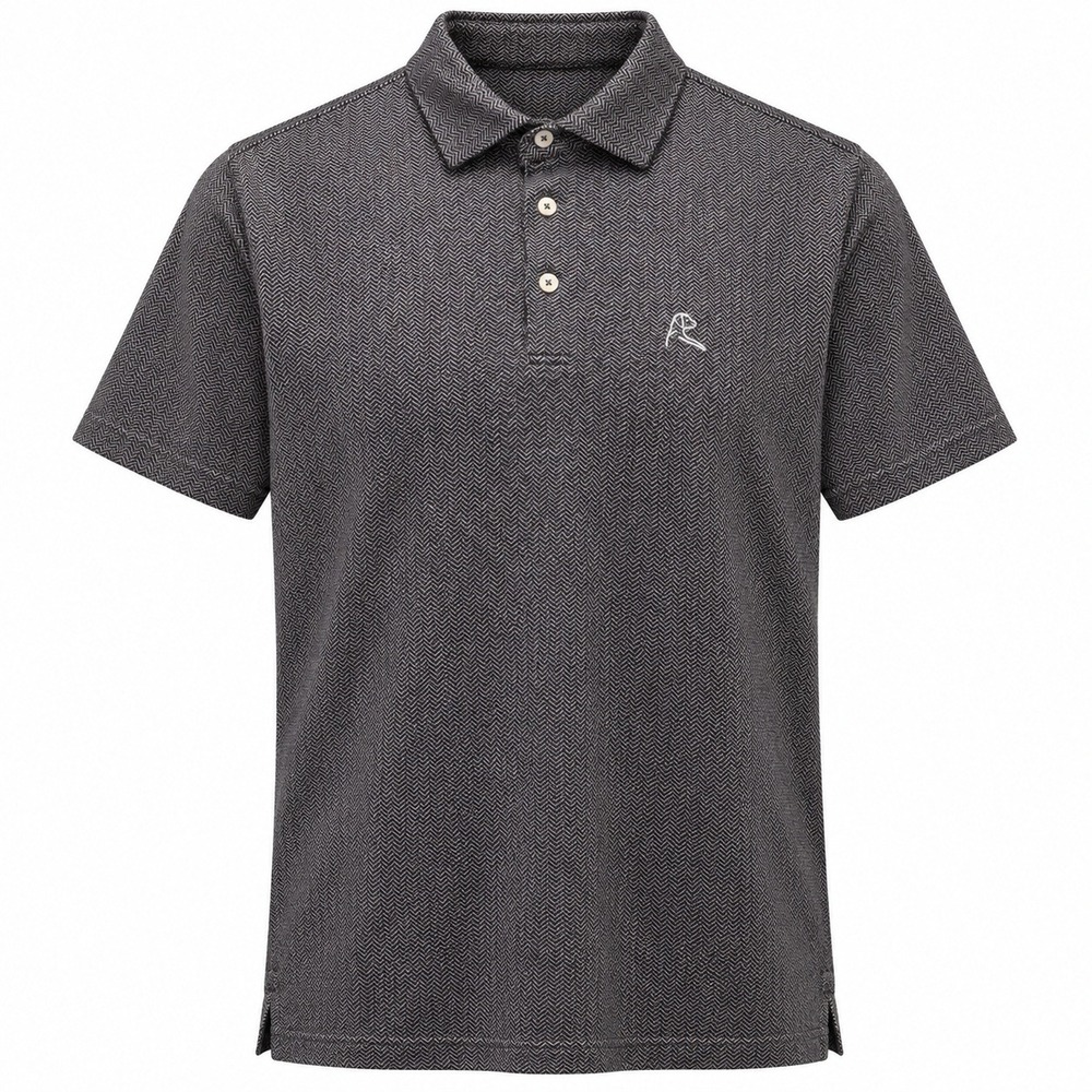 Rhoback Herringbone Performance Polo Shirt Mens L Gray Stretch Short Sleeve Golf